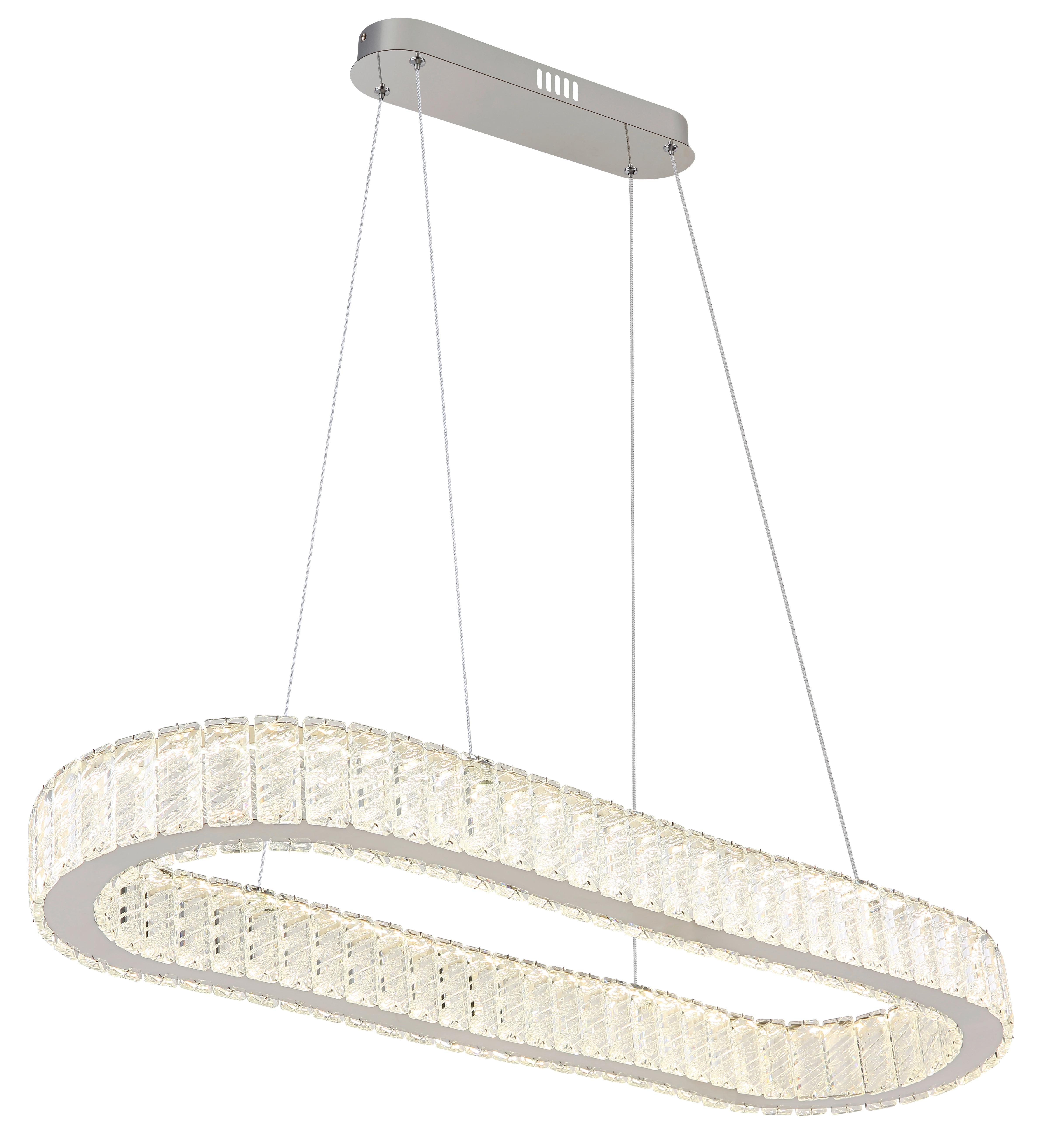 LED-Hängeleuchte Mucky Chromfarben max. 58 Watt - Klar/Chromfarben, KONVENTIONELL, Glas/Kunststoff (89/31/120cm) - Globo