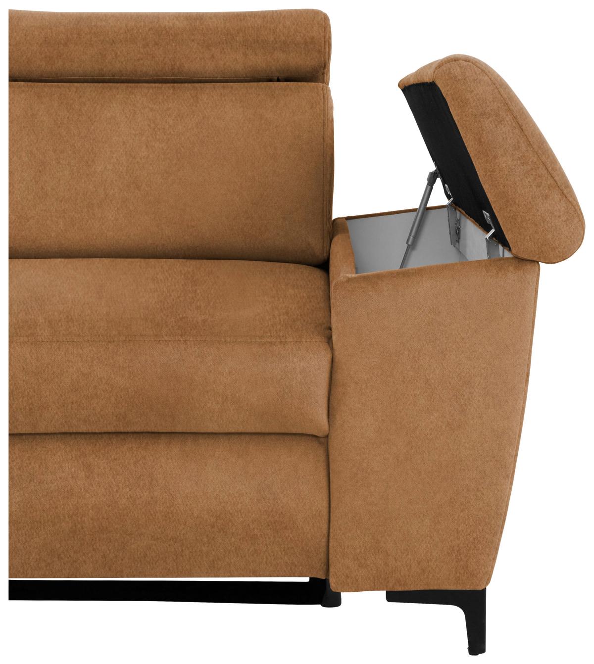 Sedežna Garnitura Santi, Oranžna, Ležišče, Predal - črna/oranžna, Moderno, kovina/tekstil (176/258cm) - Modern Living