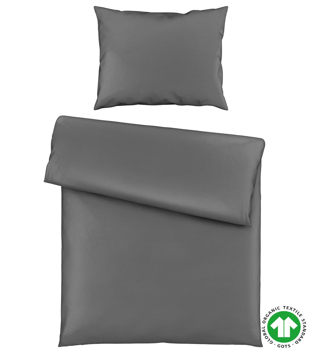 Bettwäsche Bio-Eva in Anthrazit ca. 140x200cm - Anthrazit, MODERN, Textil (140/200cm) - ecoTree