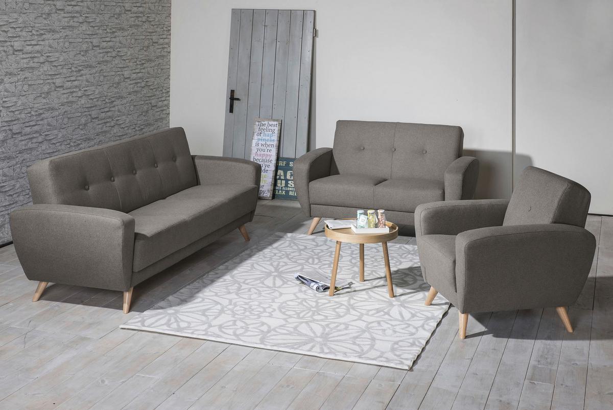 2-SITZER-SOFA JERRY - Naturfarben/Grau, Design, Holz/Textil (136/85/82cm) - Max Winzer