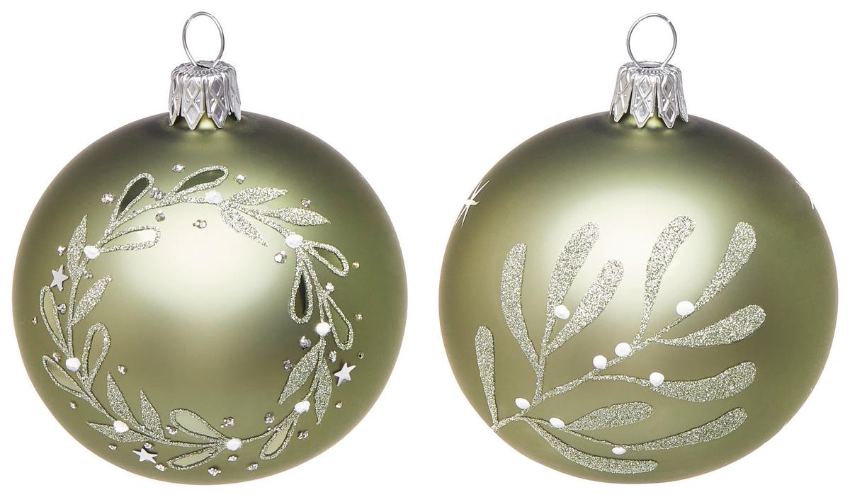 Christbaumkugel Isra in Grün, 2 Stück - Grün, Glas/Metall (7cm) - Modern Living