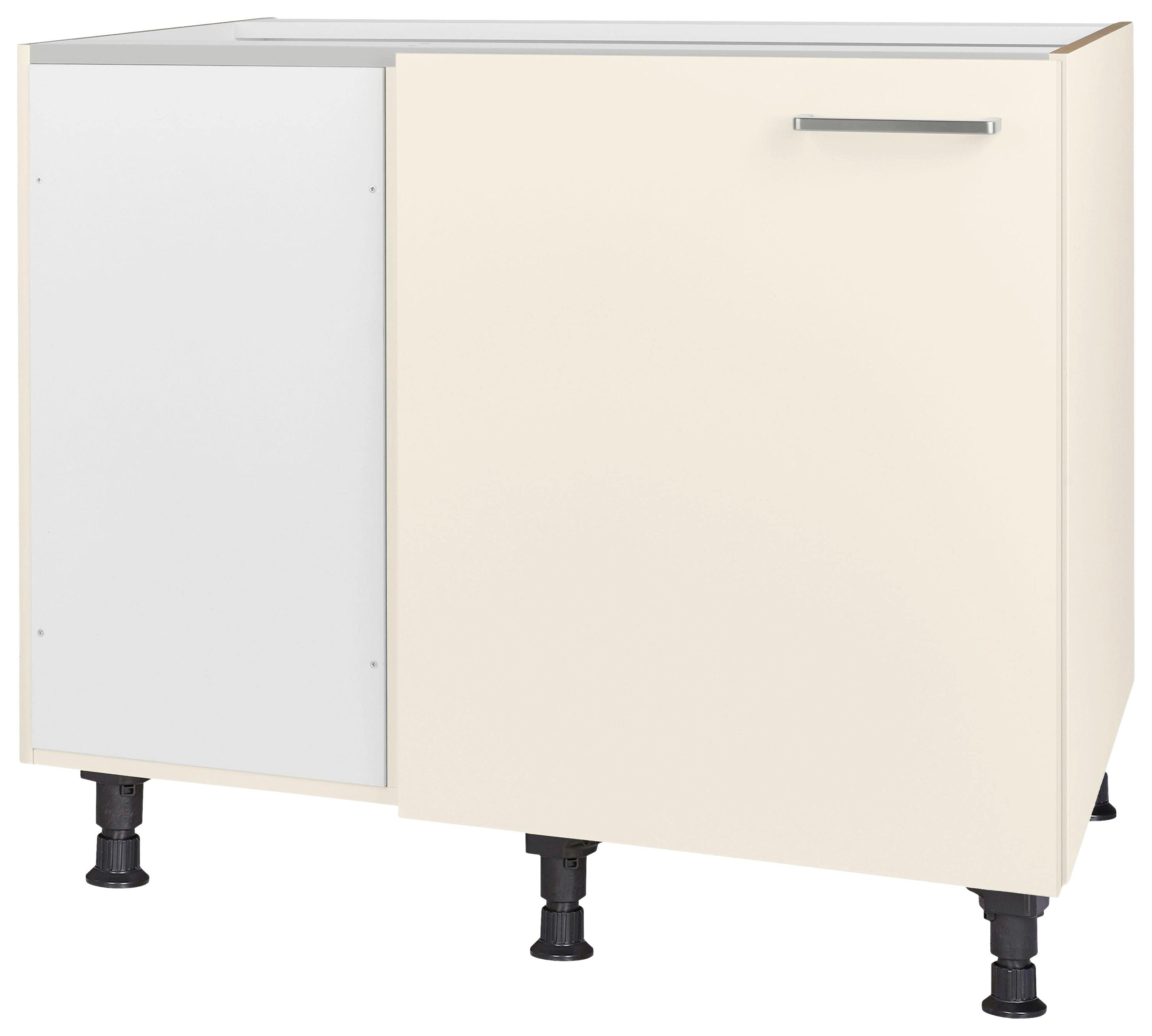 Eckunterschrank Touch Magnolie - Edelstahlfarben/Magnolie, MODERN, Holzwerkstoff/Metall (125/87/65cm) - Nobilia