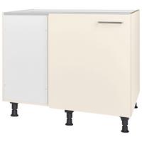 Eckunterschrank Touch Magnolie - Edelstahlfarben/Magnolie, MODERN, Holzwerkstoff/Metall (125/87/65cm) - Nobilia
