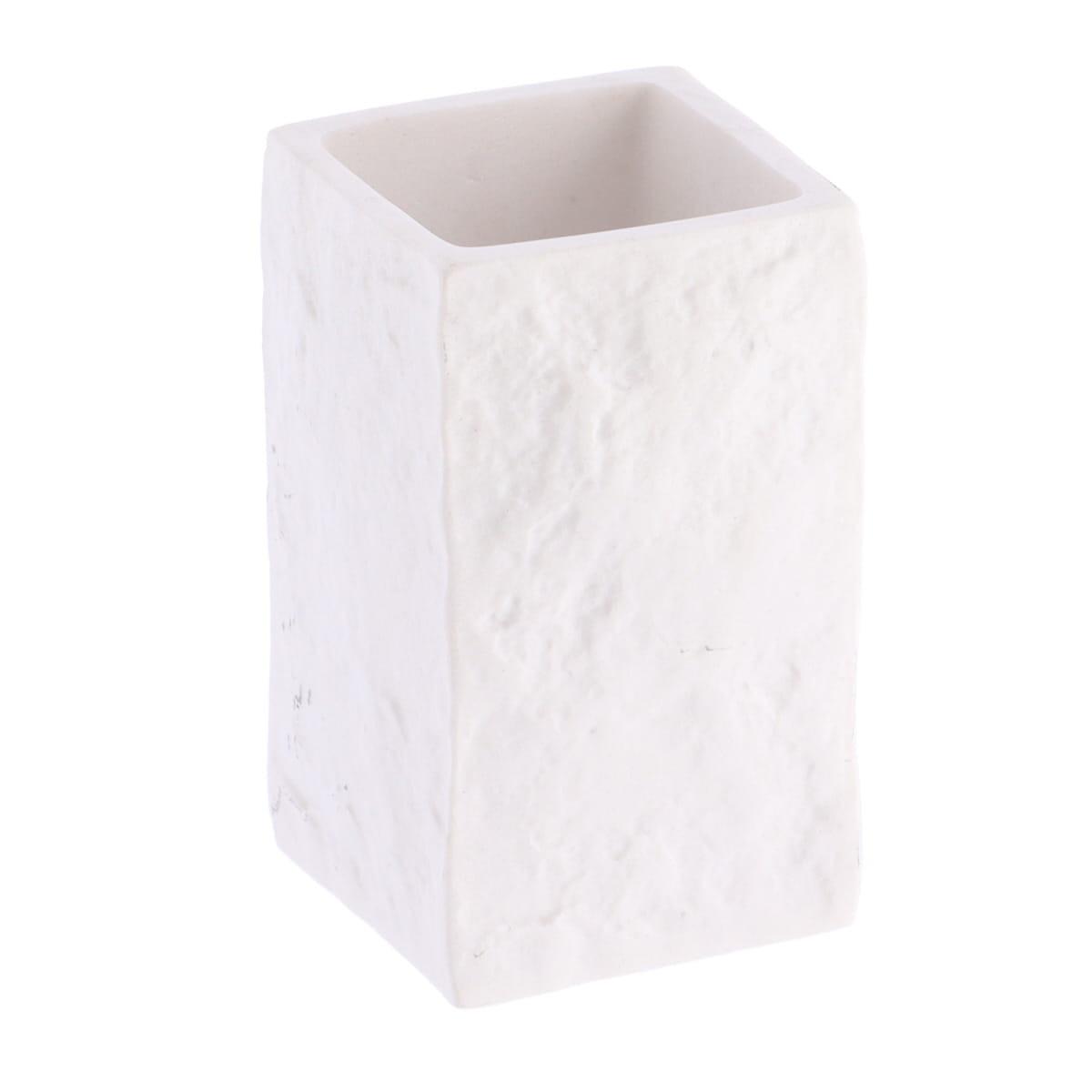 Pahar pentru periuțe de dinți Stone - alb, Konventionell, plastic