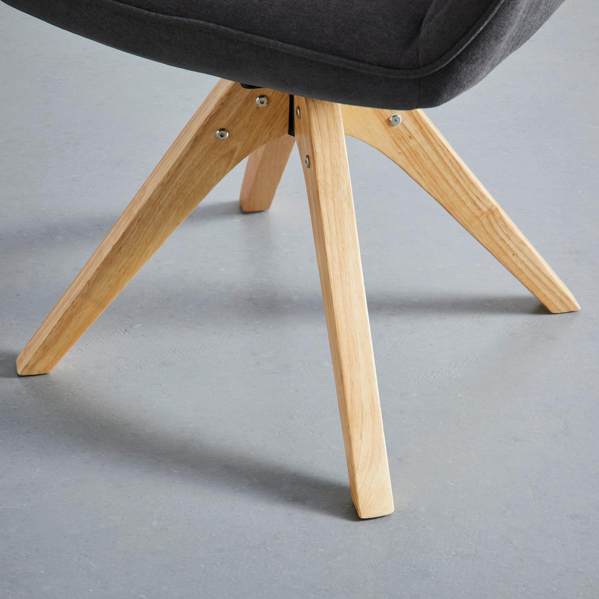 Armlehnstuhl Leonie Grau Webstoff Drehbar Gepolstert - Eichefarben/Grau, MODERN, Holz/Textil (60/84/61cm) - Bessagi Home