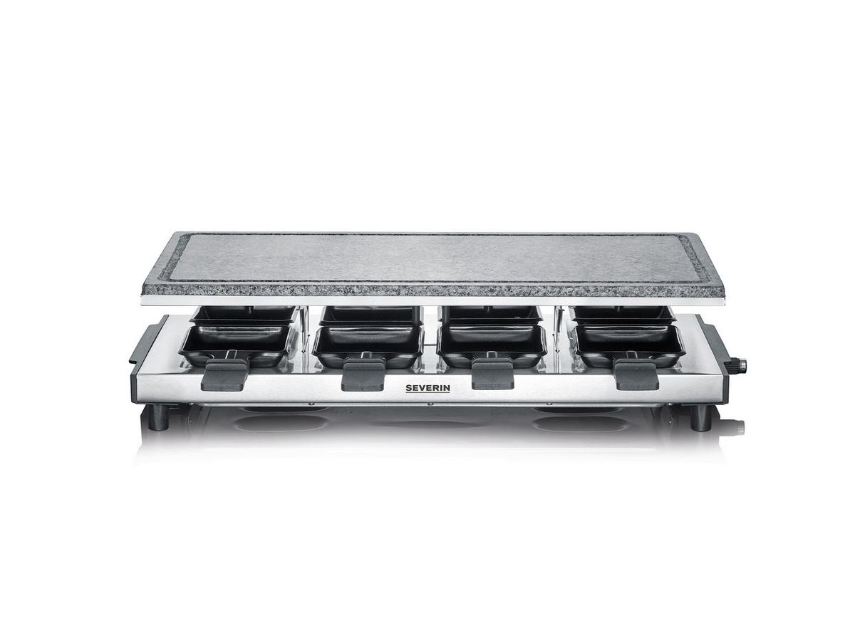 GRILL RACLETTE SEVERIN RG 2374 - kolor stalowy/czarny, Konventionell, kamień/tworzywo sztuczne (54/24,5/13,7cm) - Severin