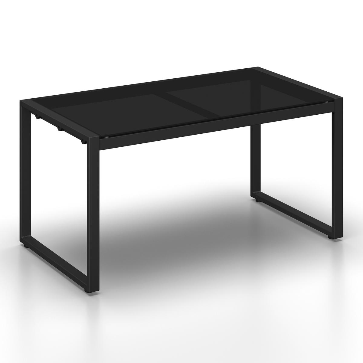 Loungegarnitur Paulina Hellgr. Metall/Textil - Hellgrau/Schwarz, Modern, Glas/Kunststoff (106/74/70,5cm) - Bessagi Garden