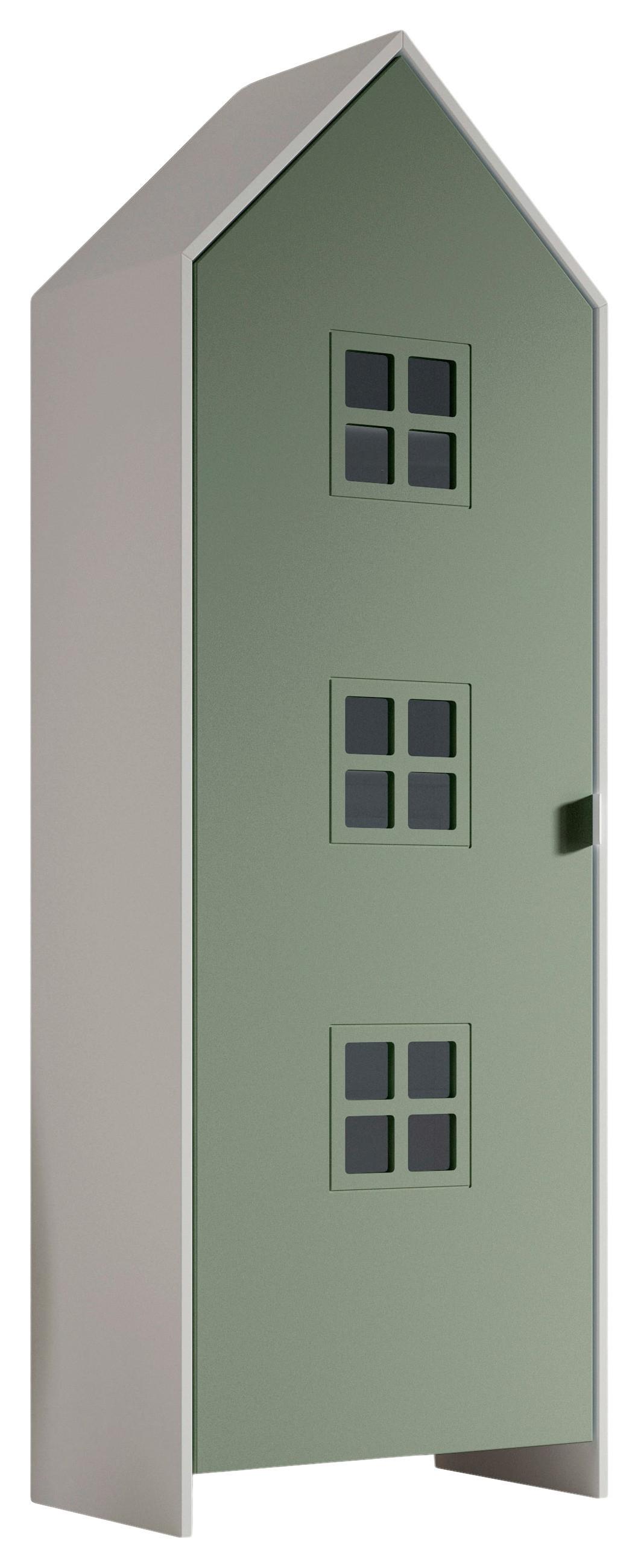 Kinderkleiderschrank Casami ca. 58x171x37 cm Weiß/Grün - Weiß/Grün, MODERN, Holzwerkstoff/Metall (57,6/171,3/37cm) - MID.YOU