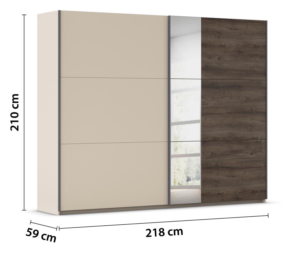 DULAP USI CULISANTE SAJO - străveziu/stejar închis la culoare, Trend, material pe bază de lemn (261/210/59cm) - Premium Living