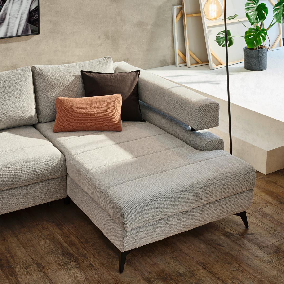 Kutna Garnitura Rosalie - svijetlo siva/crna, Konvencionalno, tekstil/metal (265/184cm) - Modern Living