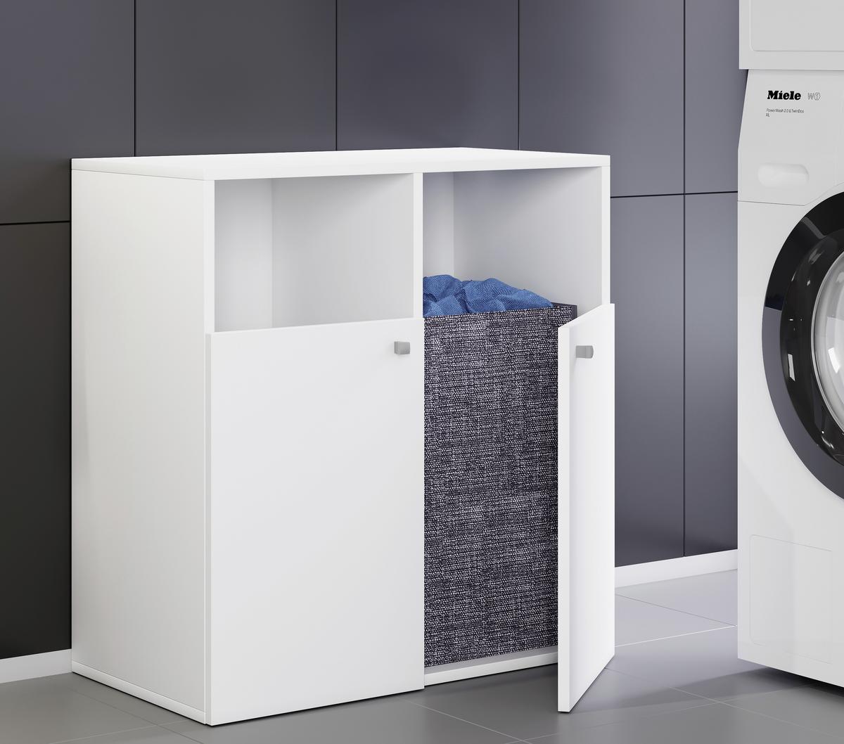 Wäscheschrank KLIDAS L Weiß ca. 80x74x39 cm - Weiß/Grau, MODERN, Holzwerkstoff/Kunststoff (80/74/39cm) - MID.YOU