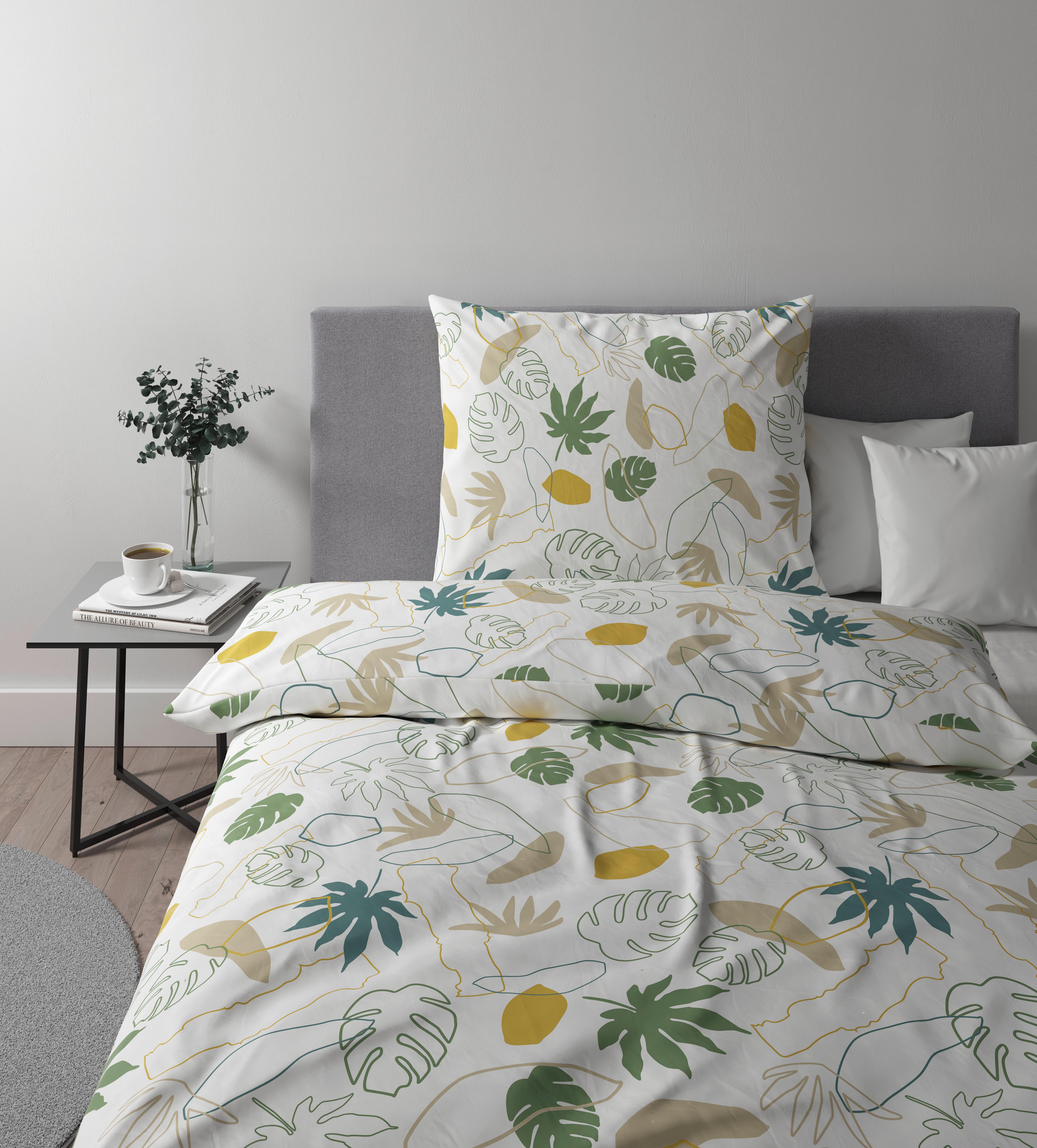 BETTWÄSCHESET KARIN - Weiss/Gelb, Konventionell, Textil (160/210cm) - Premium Living