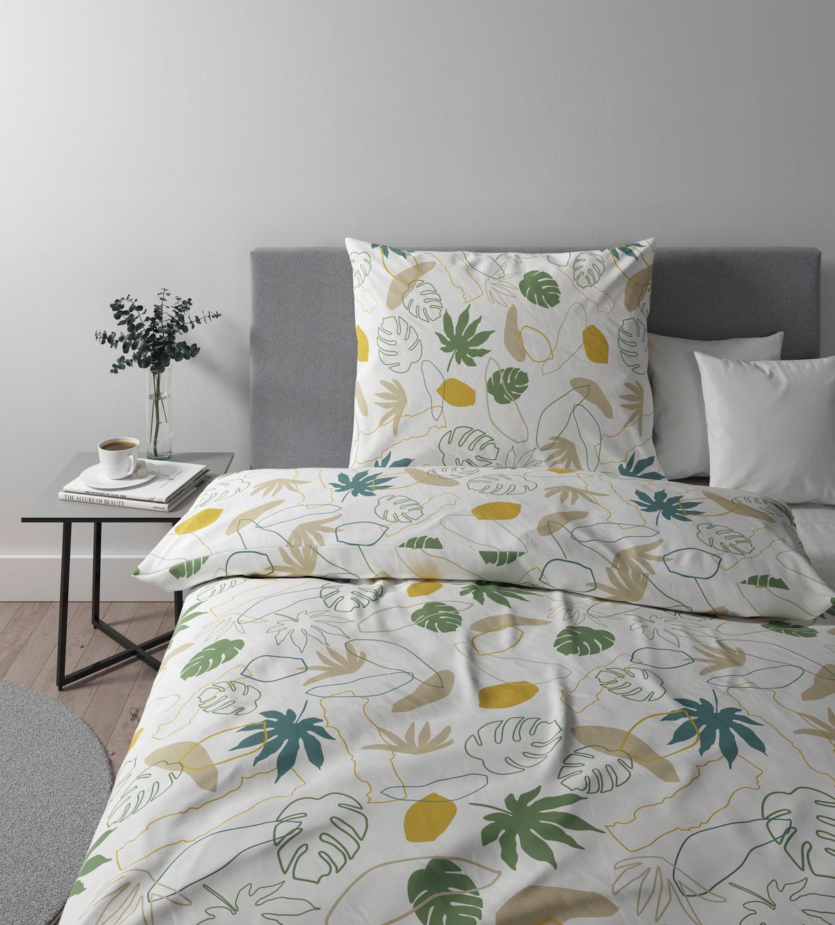 BETTWÄSCHESET KARIN - Weiss/Gelb, Konventionell, Textil (160/210cm) - Premium Living