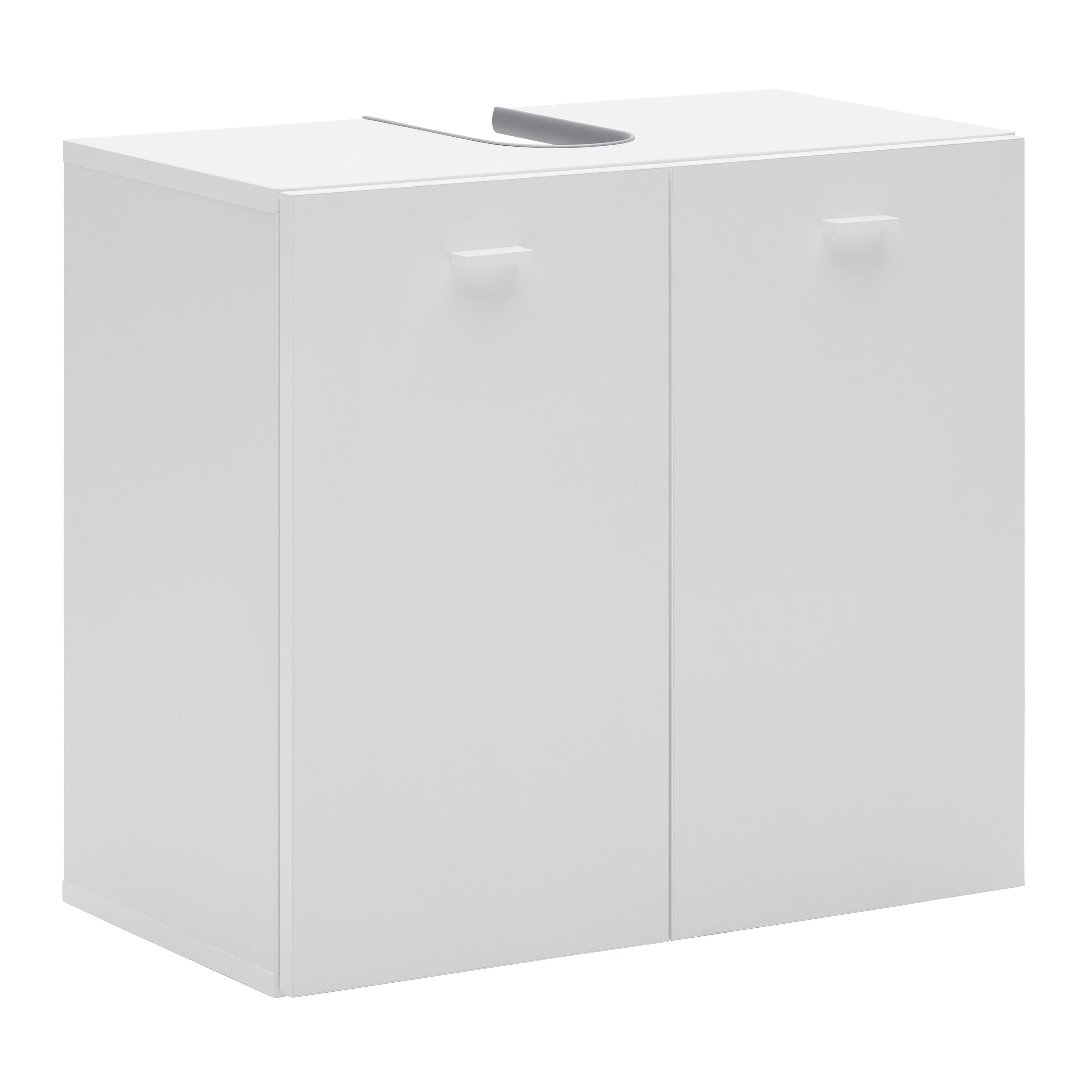 Waschbeckenunterschrank Basix Weiß ca. 60x55x33cm - Chromfarben/Weiß, Basics, Holzwerkstoff/Kunststoff (60/55/33cm) - Mömax