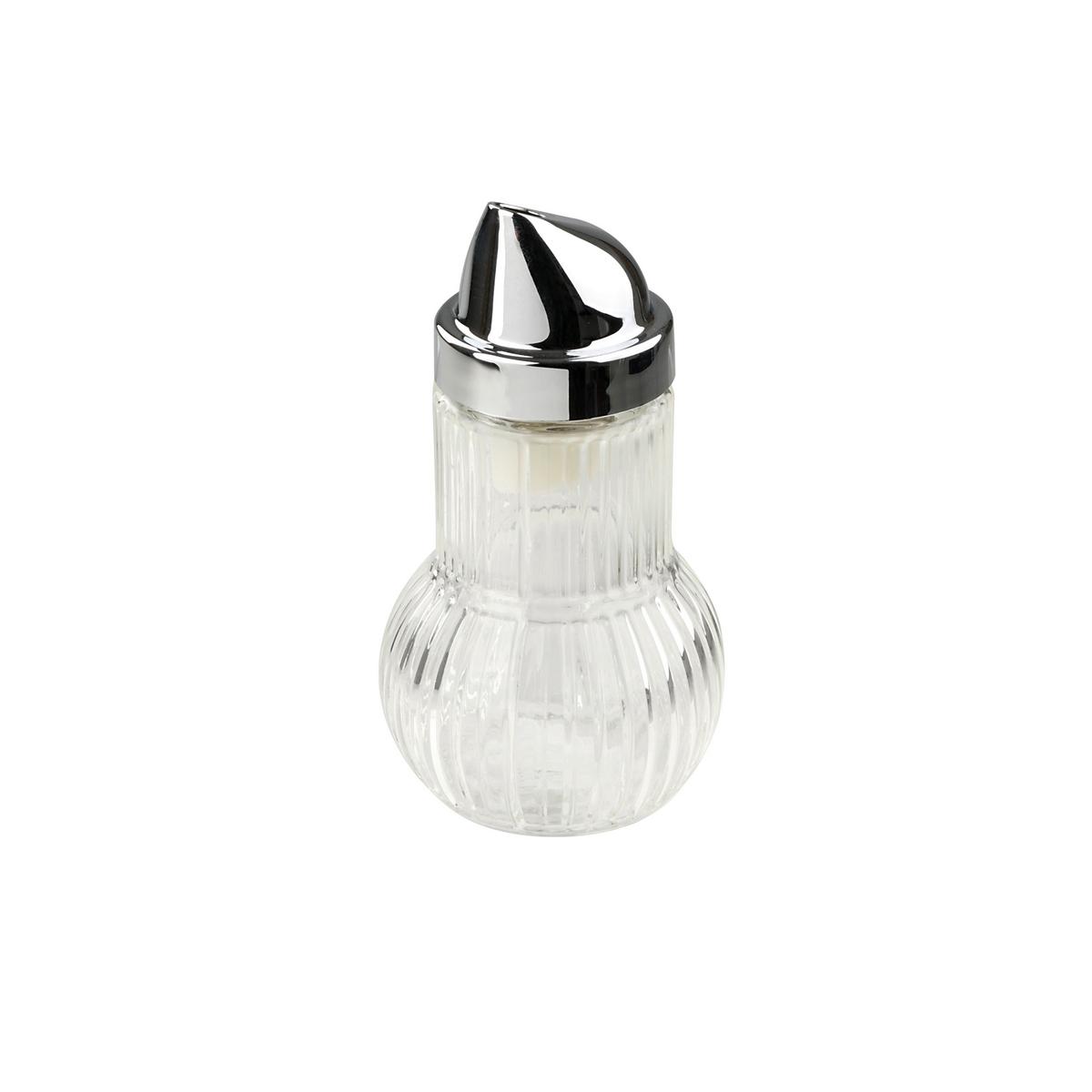 Zuckerstreuer Sugar aus Glas ca. 160 ml - Transparent/Silberfarben, Glas/Kunststoff (160ml)