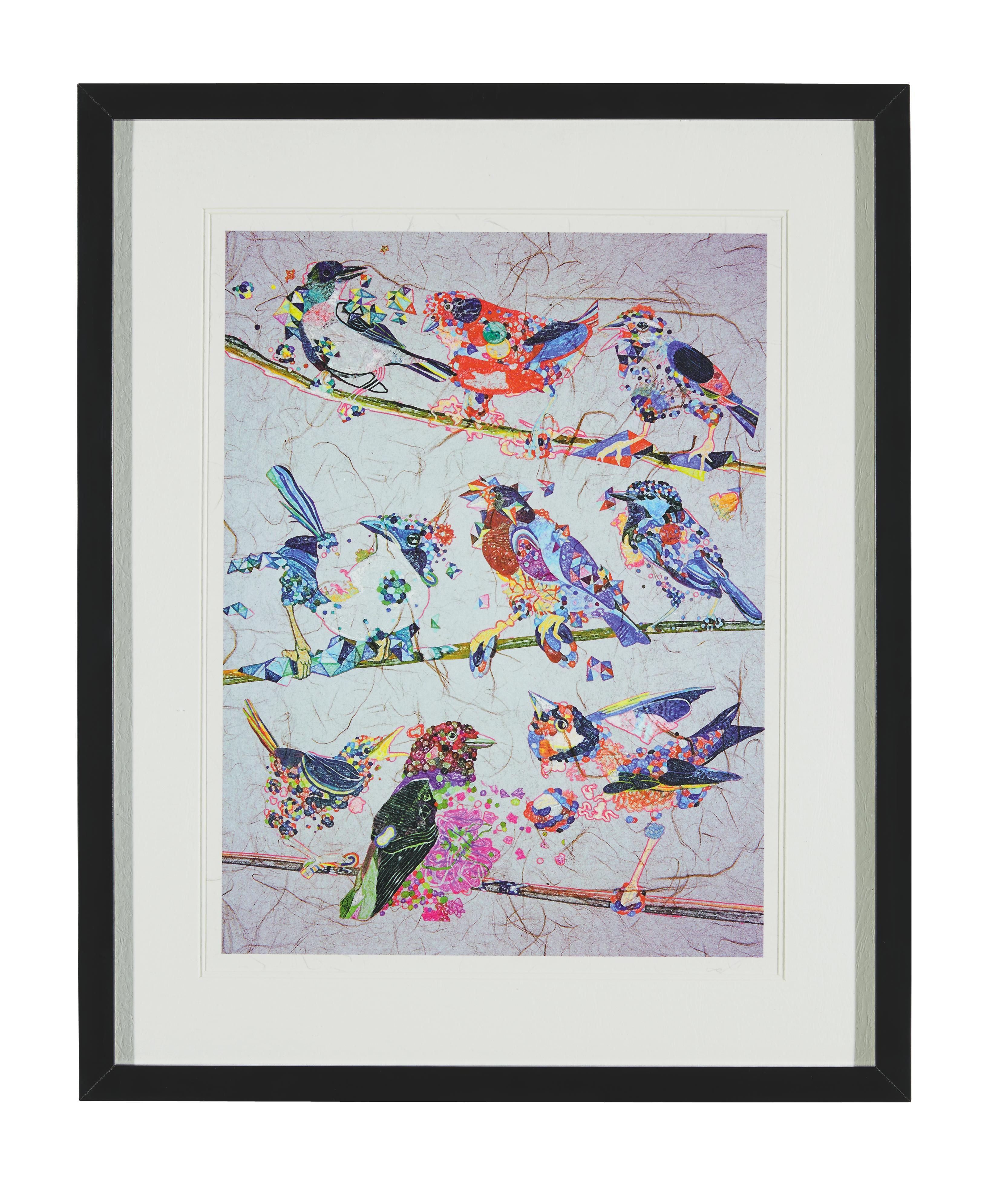 Bild Birdy III Multicolor ca.46X56X3cm - Multicolor/Schwarz, MODERN, Glas/Holz (46/56/3cm) - Bessagi Home