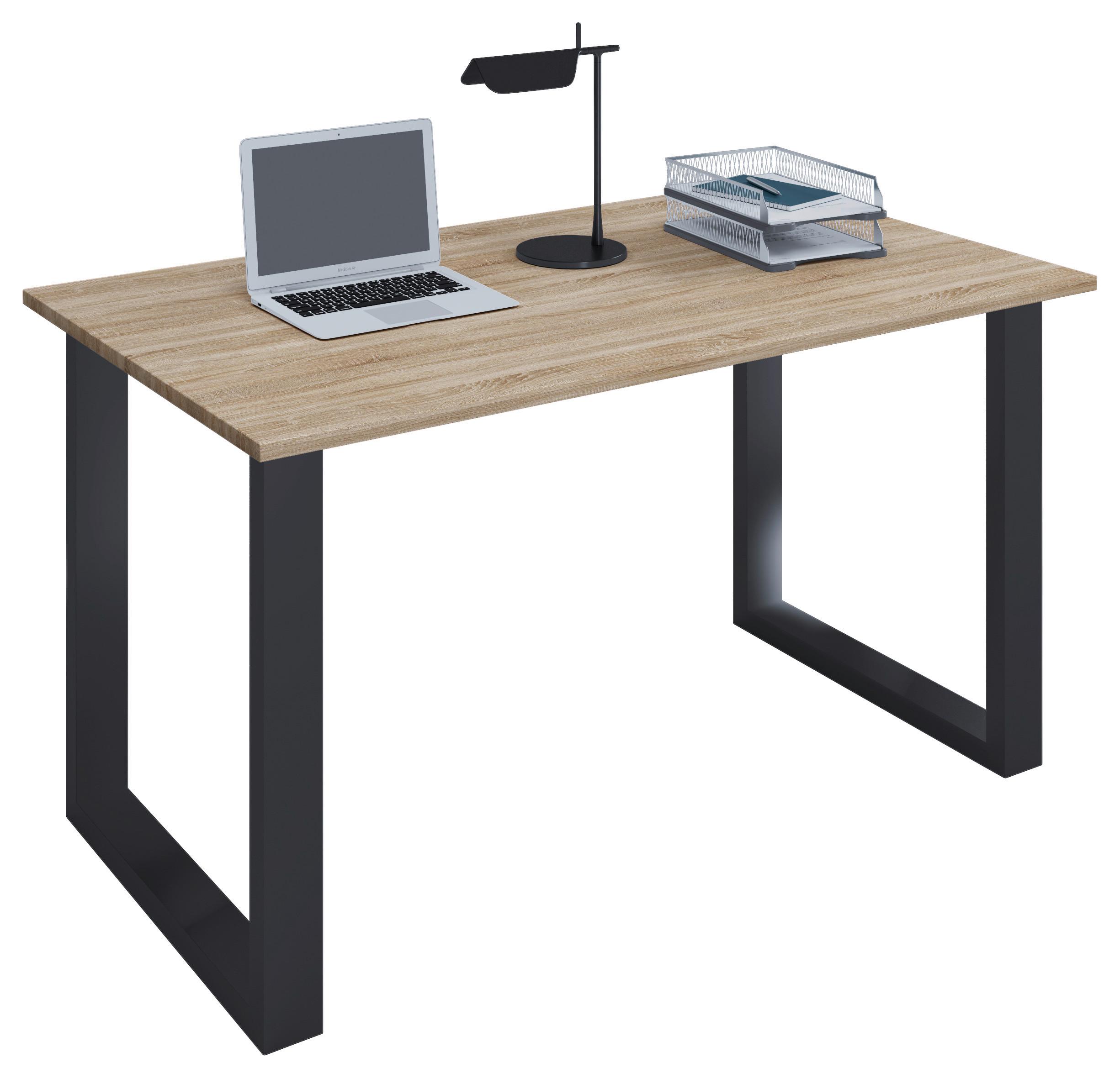 Pisalna Miza Lona, Hrast, Črna, 140x50cm - črna/hrast sonoma, Moderno, kovina/leseni material (140/50/76cm) - MID.YOU