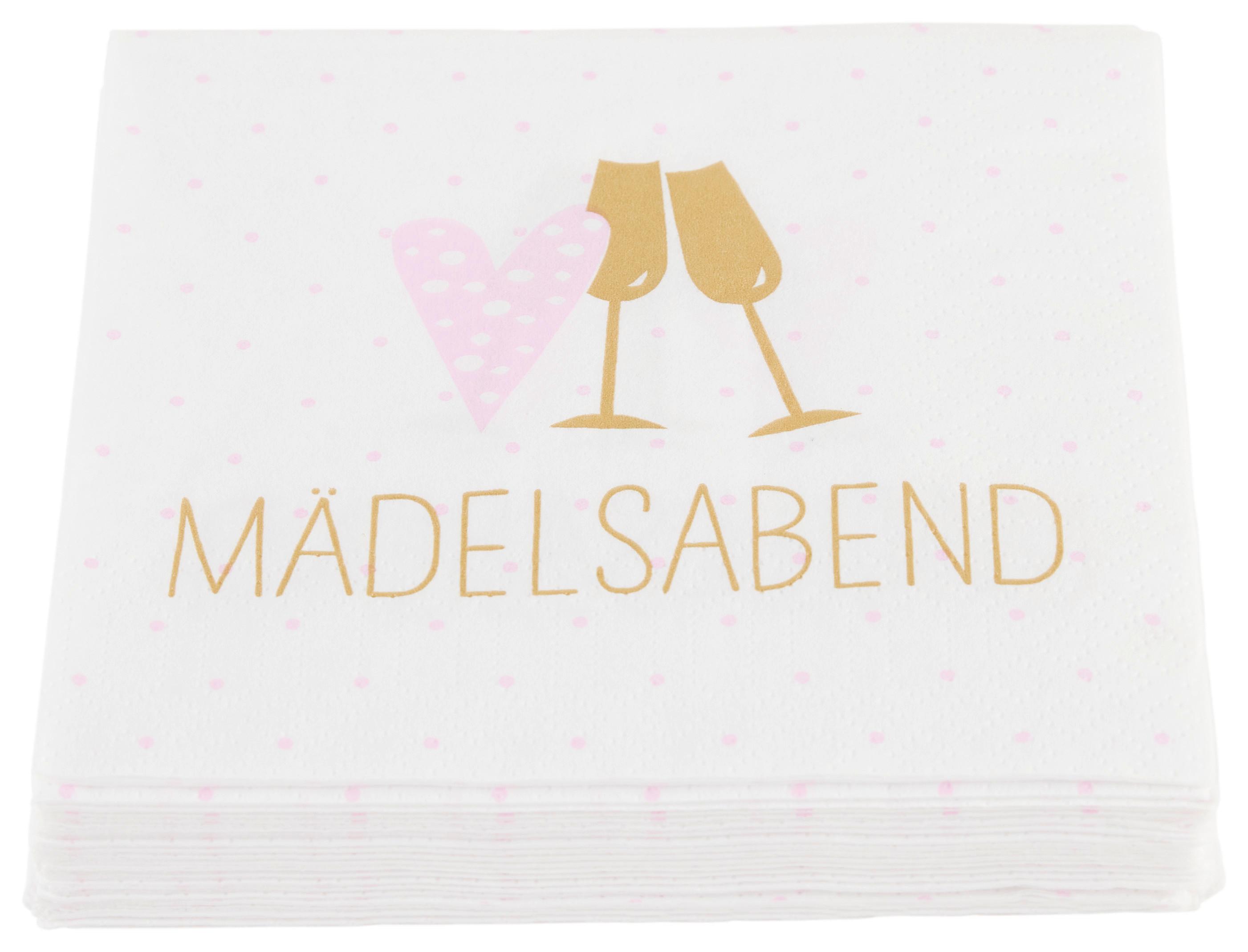 Cocktailserviette Linda in Multicolor ca. 25x25cm - Goldfarben/Rosa, KONVENTIONELL, Papier (25cm)