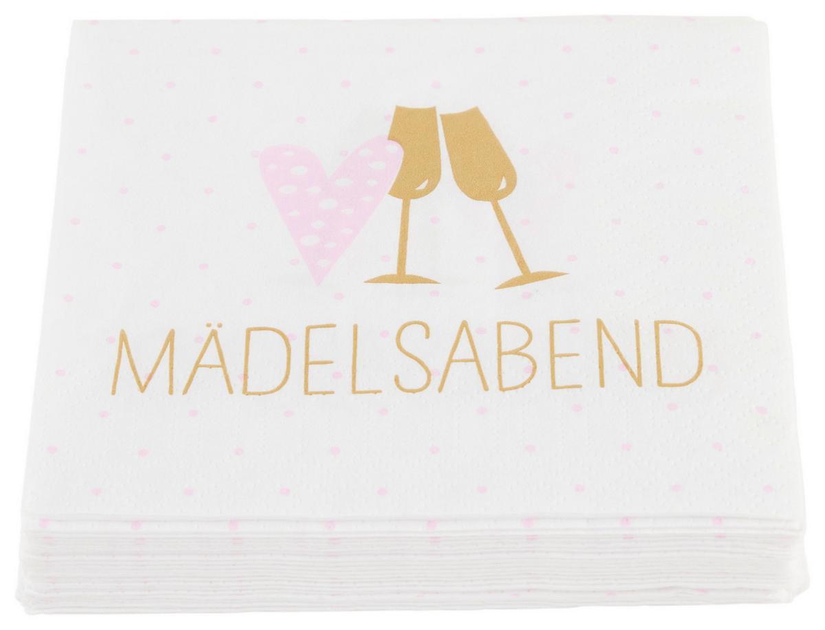 Cocktailserviette Linda in Multicolor ca. 25x25cm - Weiss/Goldfarben, Konventionell, Papier (25cm)