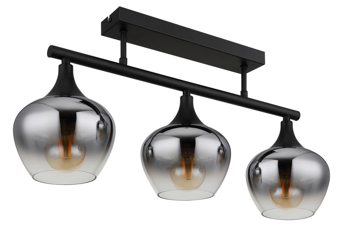 DECKENLEUCHTE 15548-3D1 - Schwarz, Design, Glas/Metall (65/15/28,5cm) - Globo