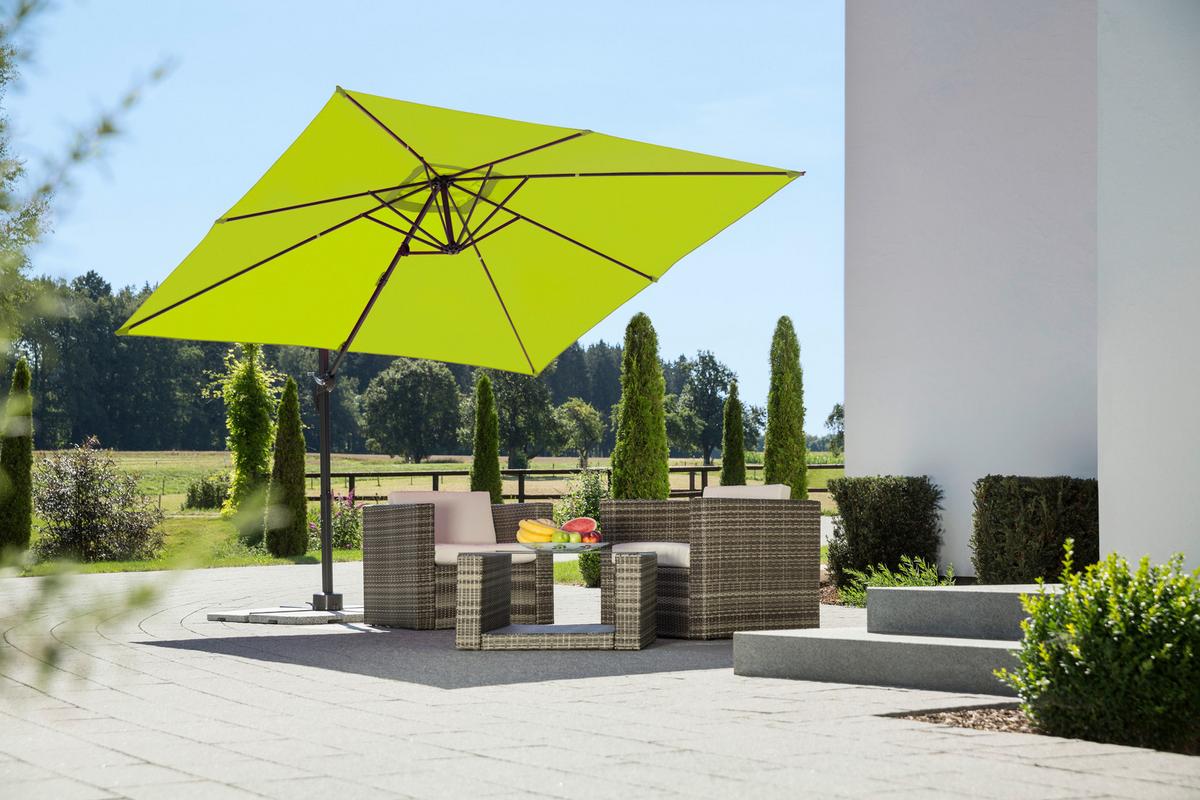Ampelschirm Rhodos Junior ca.338x239x270cm Grün - Anthrazit/Grün, Basics, Textil/Metall (338/239/270cm) - Schneider