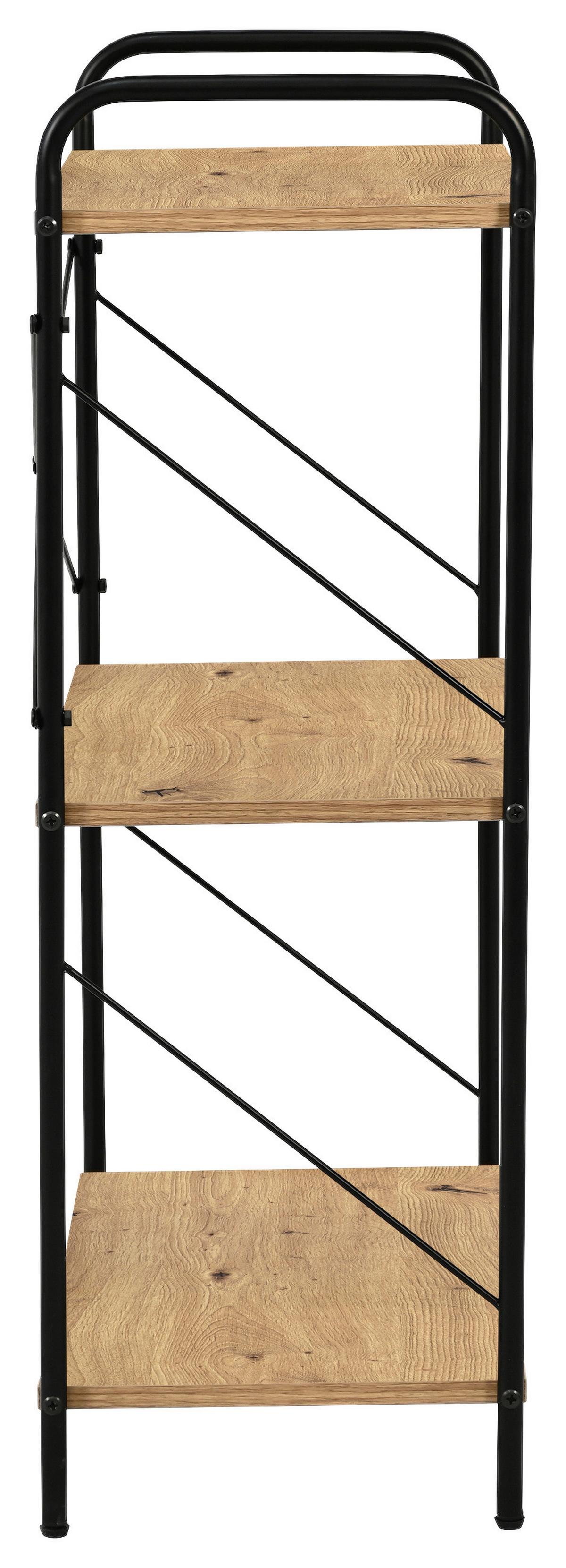 Regal Tim 3, Barva Hrasta, Črna - črna/hrast artisan, Trend, kovina/leseni material (63/89/30cm)