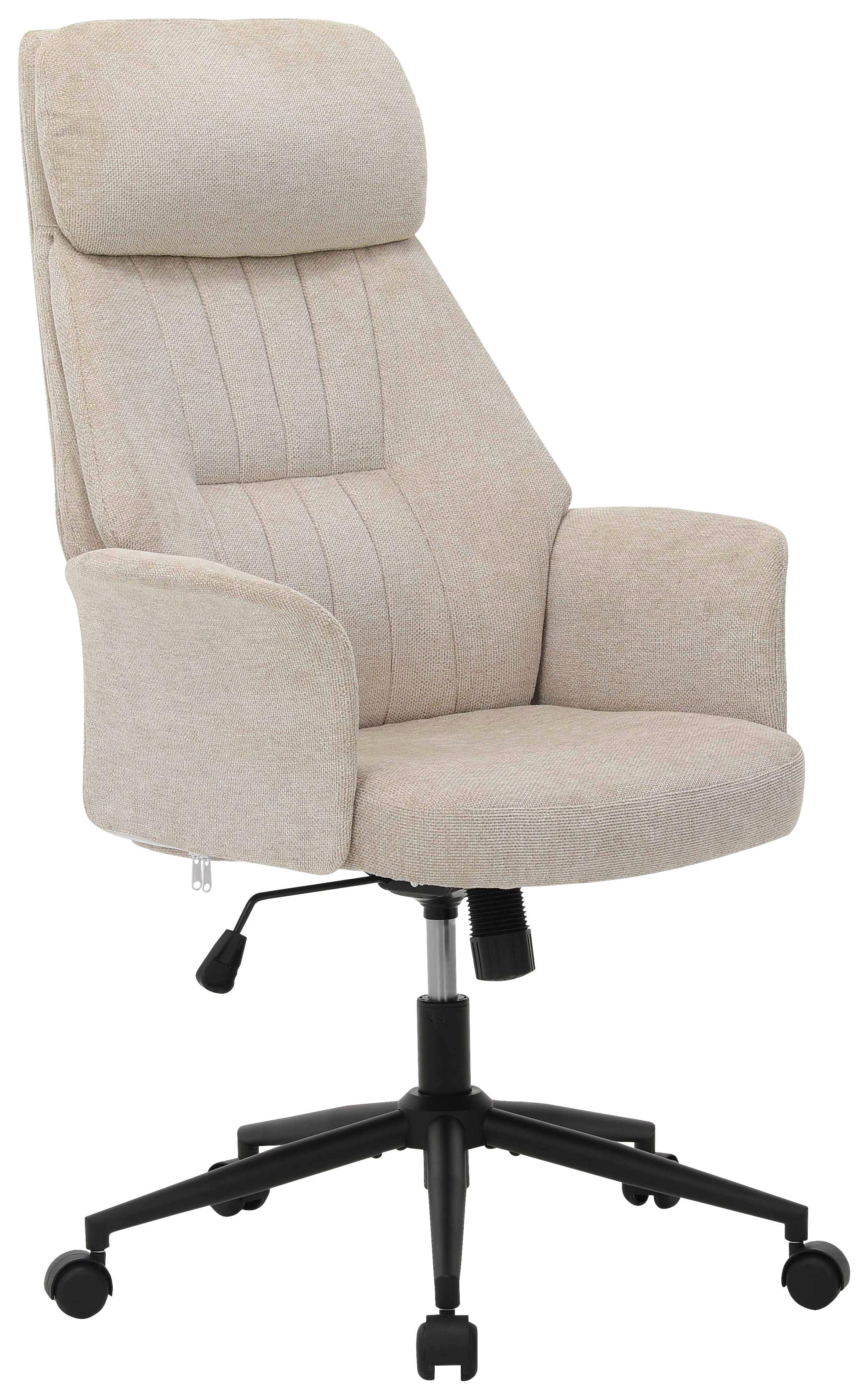 Drehstuhl Klara Grau/Schwarz - Beige/Schwarz, KONVENTIONELL, Holz/Kunststoff (66/114/122/64cm) - Mömax