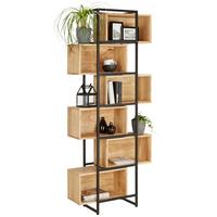 Regal aus Akazie massiv - Schwarz, Lifestyle, Holz/Metall (80/194/30cm) - Mömax