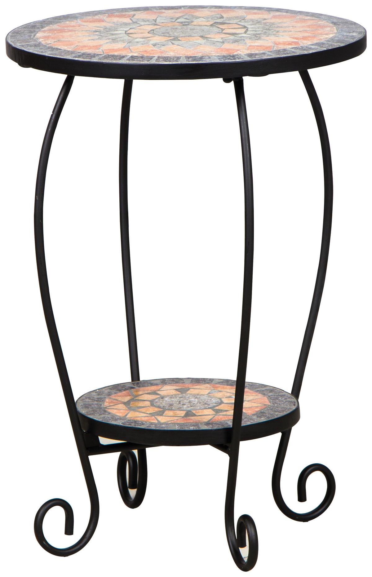 GARTENBEISTELLTISCH 380829 - Multicolor/Schwarz, MODERN, Keramik/Metall (41/41/59cm) - Siena Garden