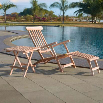 Gartenklappstuhl Liegestuhl Naturfarben - Naturfarben, Design, Holz (58,5/87/149cm) - Gardenson