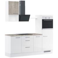 Küchenblock IBZ ohne Geräte ca. 215 cm Weiß Hochglanz - Edelstahlfarben/Weiß Hochglanz, Design, Holzwerkstoff/Metall (215cm) - Impuls