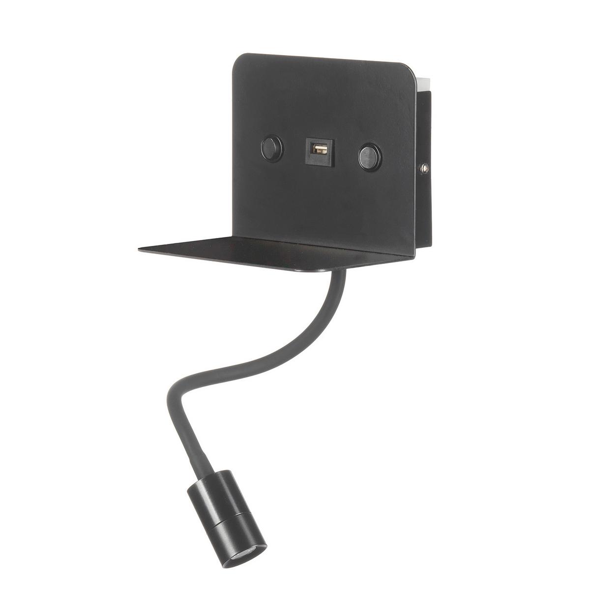 LED-Wandleuchte Schwarz max. 5 Watt - Schwarz, Basics, Metall (16/13/46cm)