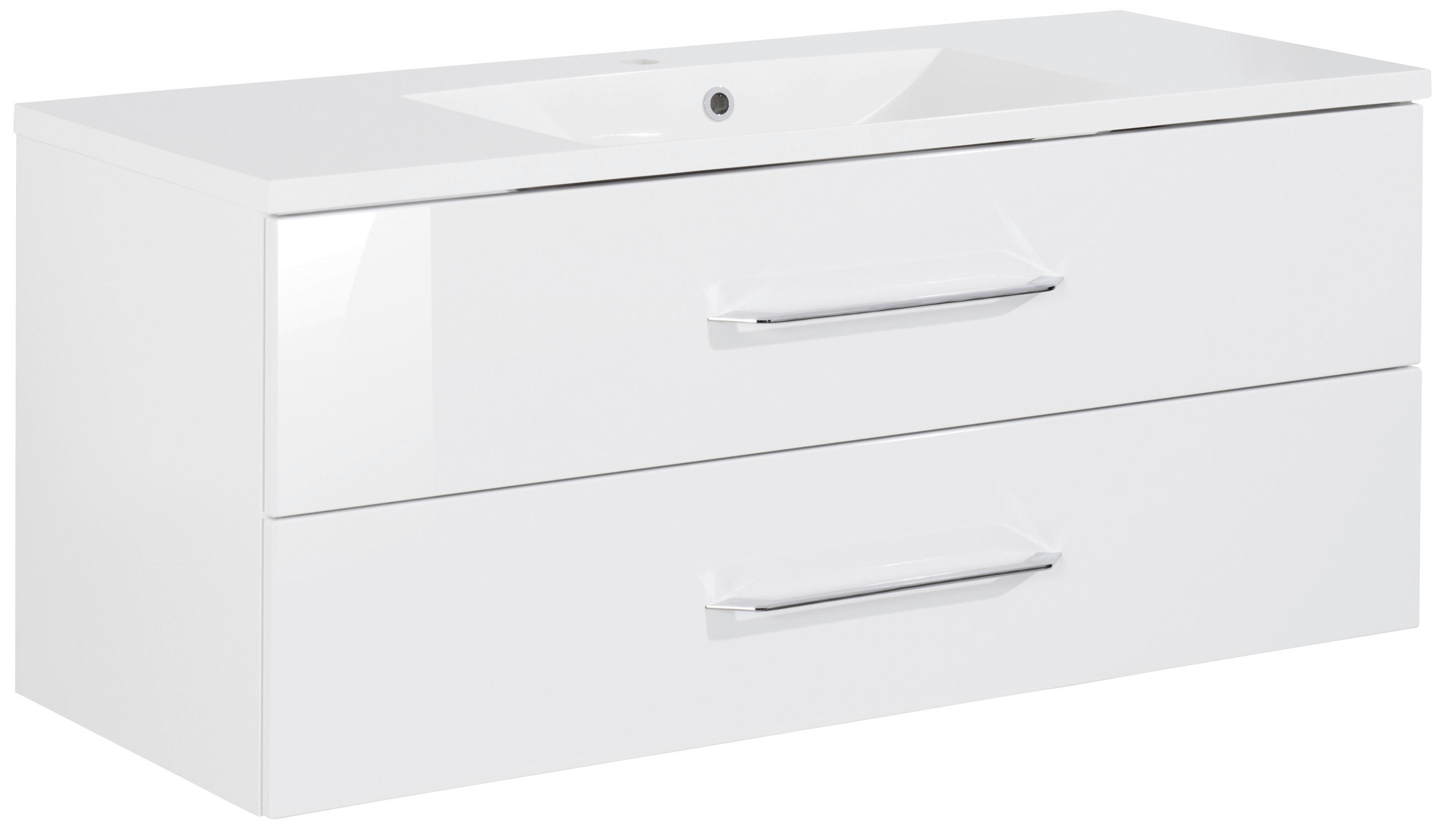 Waschtischkombi "B.Clever" , weiß - Alufarben/Weiß, MODERN, Holzwerkstoff/Kunststoff (120cm) - MID.YOU