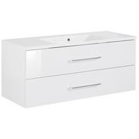 Waschtischkombi "B.Clever" , weiß - Alufarben/Weiß, MODERN, Holzwerkstoff/Kunststoff (120cm) - MID.YOU