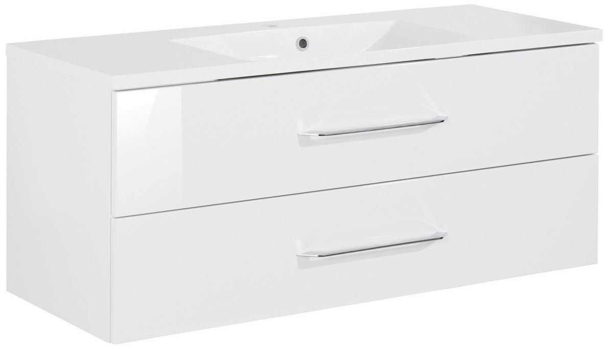 Waschtischkombi "B.Clever" , weiß - Alufarben/Weiß, MODERN, Holzwerkstoff/Kunststoff (120cm) - MID.YOU