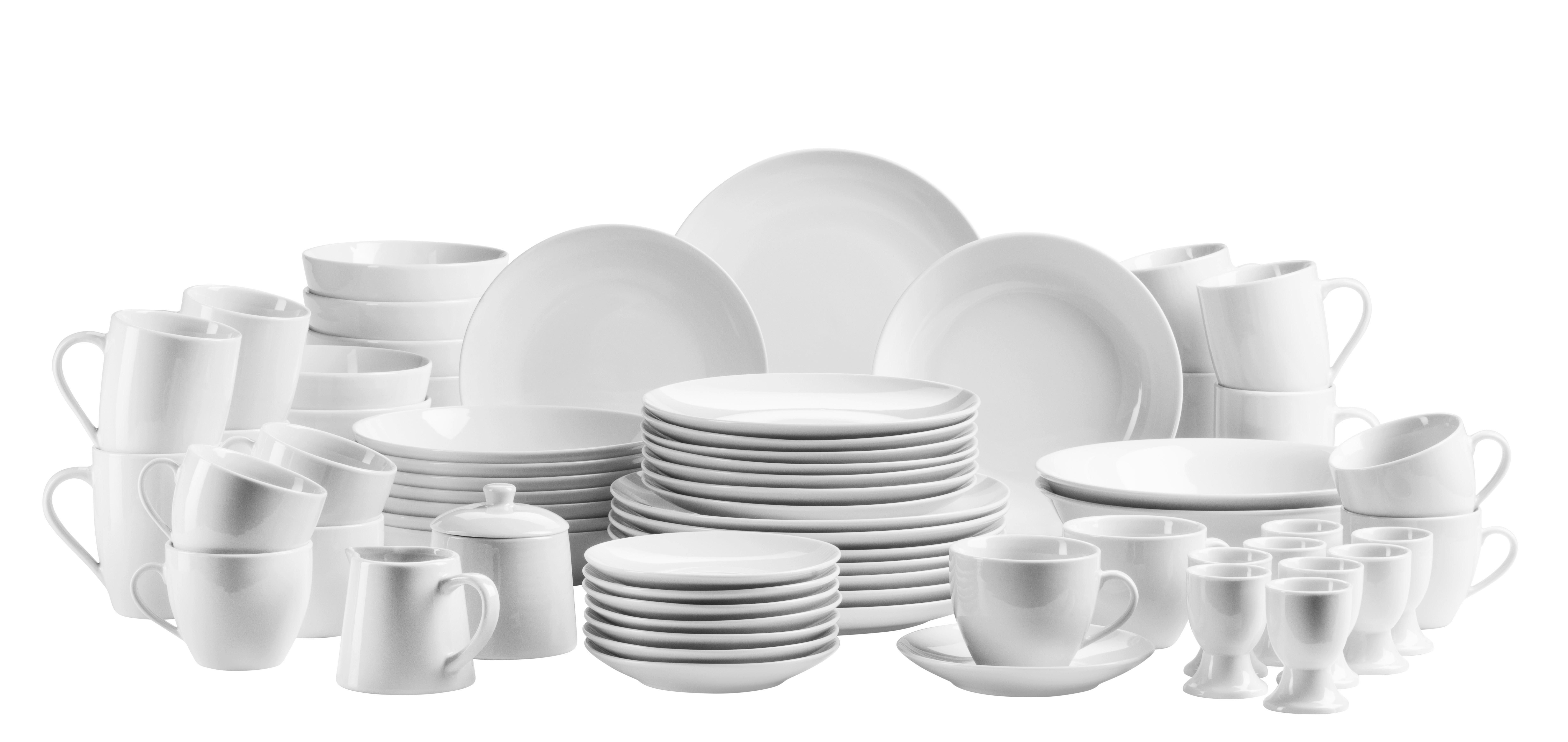 Kombiservice Barca aus Porzellan, 68-teilig - Weiß, Basics, Keramik - Mäser