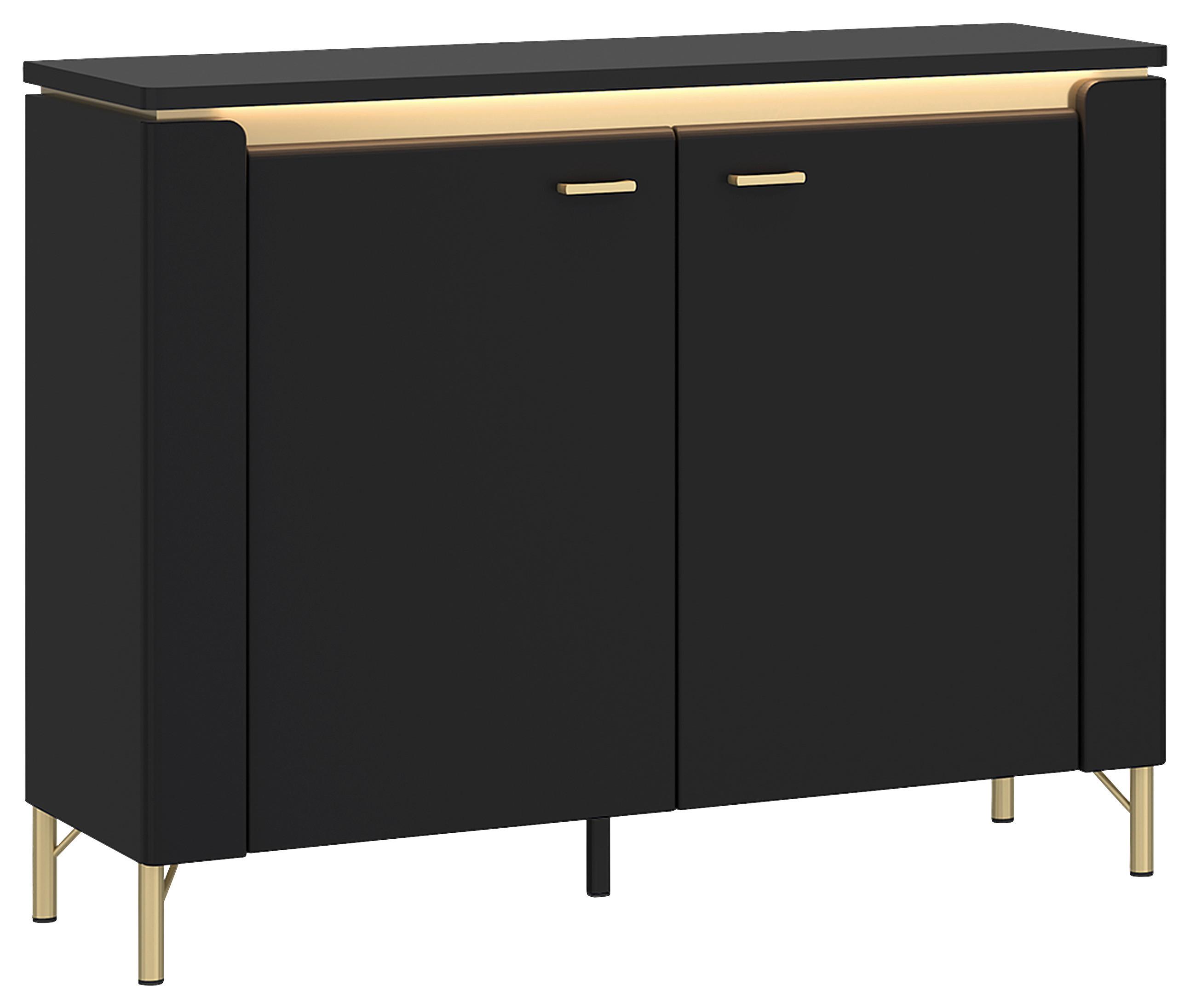 Komoda Norica - zlatne boje/crna, Trend, drvni materijal/metal (110,4/87,3/40cm) - Modern Living