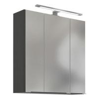 Spiegelschrank Arezzo mit LED 3-türig ca. 60x64 cm Grau - Alufarben, Basics, Glas/Holzwerkstoff (60/64/20cm) - Held