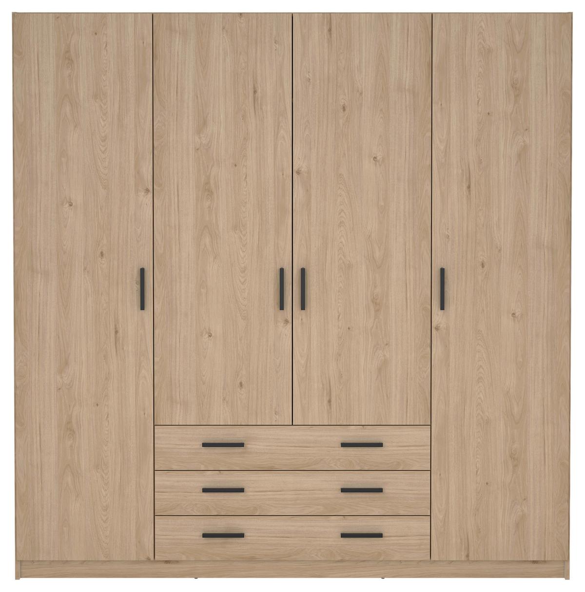 Omara Za Oblačila Sprint, Barva Hrasta - črna/barve hrasta, Basics, kovina/leseni material (195,5/200,4/49,6cm) - MID.YOU