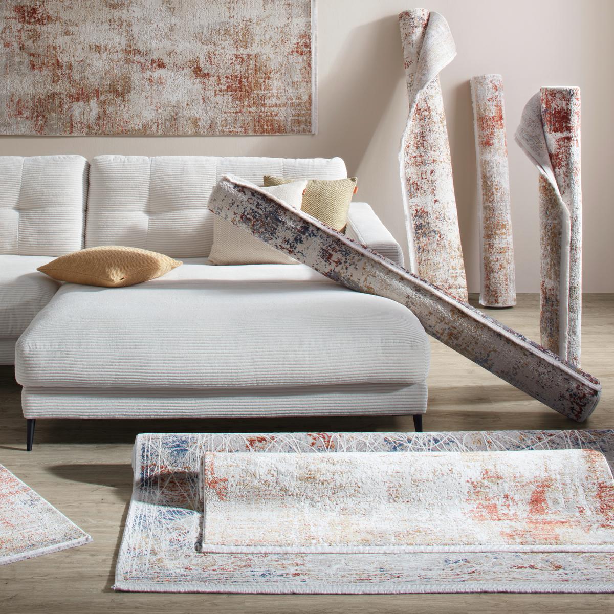 Webteppich Florenz 1 Grau ca. 120x170cm - Grau, MODERN, Textil (120/170cm) - Premium Living