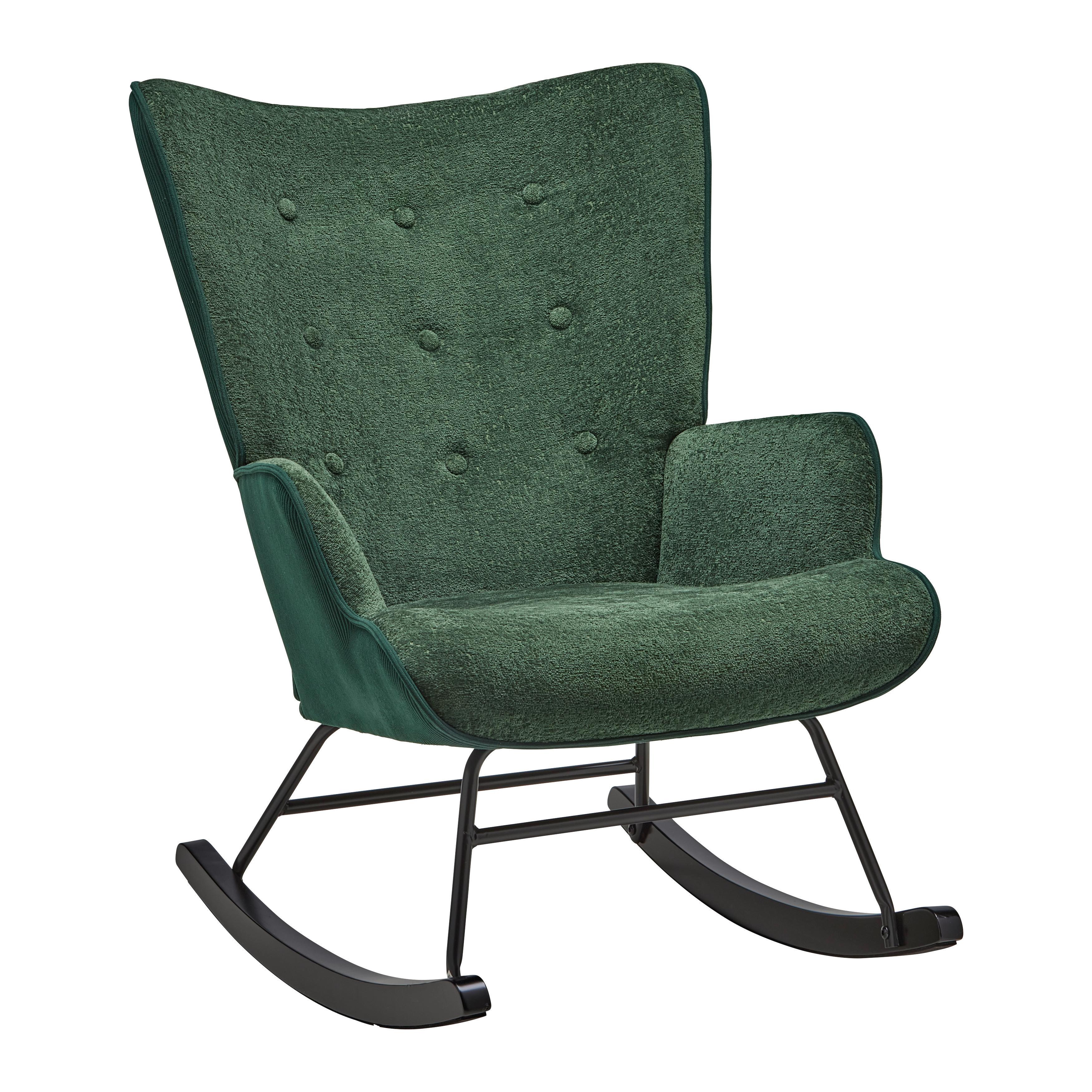 Schaukelstuhl Rock Grün/Schwarz - Schwarz/Grün, MODERN, Holz/Textil (66/90/77cm) - Mömax