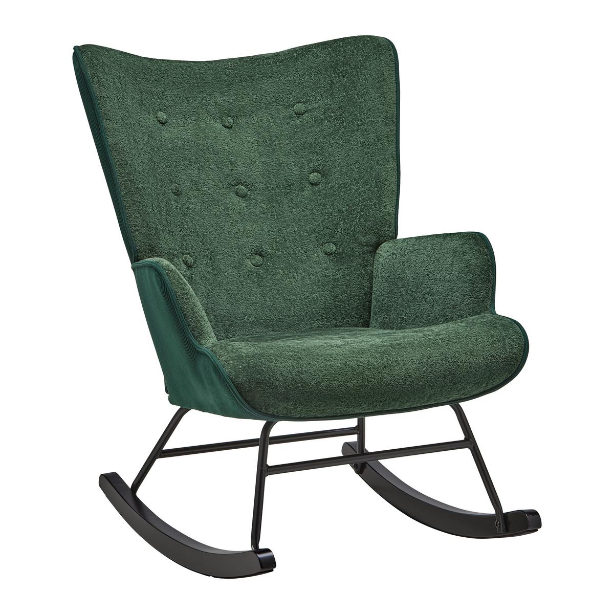 Schaukelstuhl Rock Grün/Schwarz - Schwarz/Grün, MODERN, Holz/Textil (66/90/77cm) - Mömax