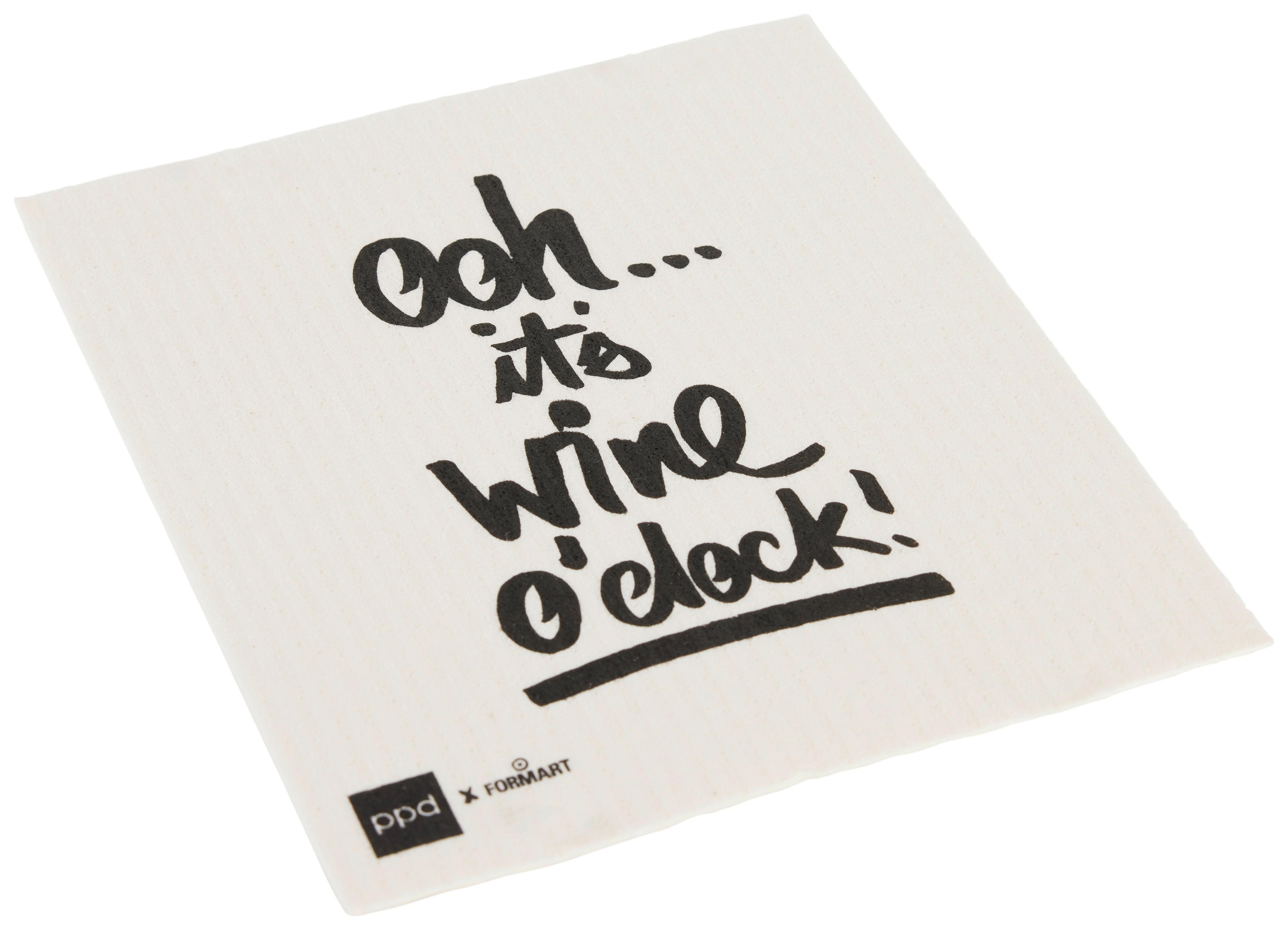 Schwammtuch Peter in Weiß ca. 20x17cm - Schwarz/Weiß, Textil (20/17cm)