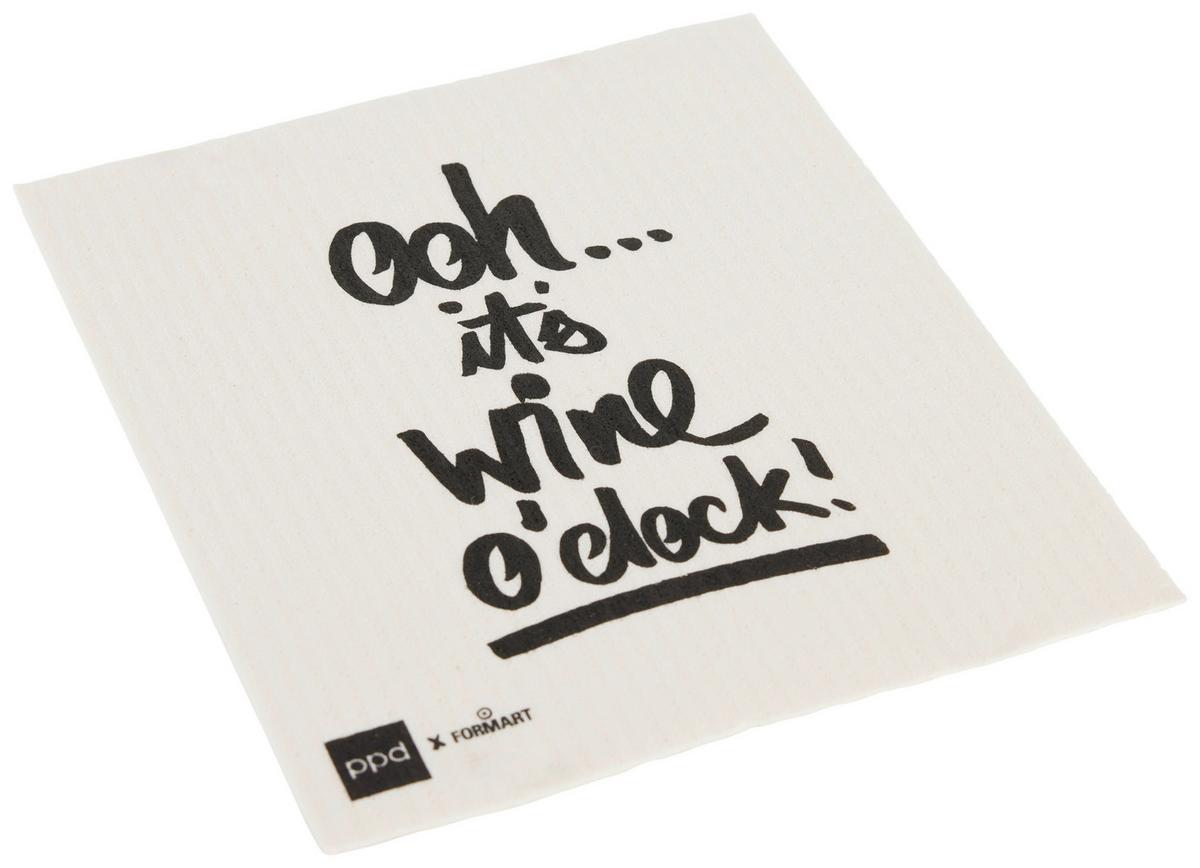 Schwammtuch Peter in Weiß ca. 20x17cm - Schwarz/Weiß, Textil (20/17cm)