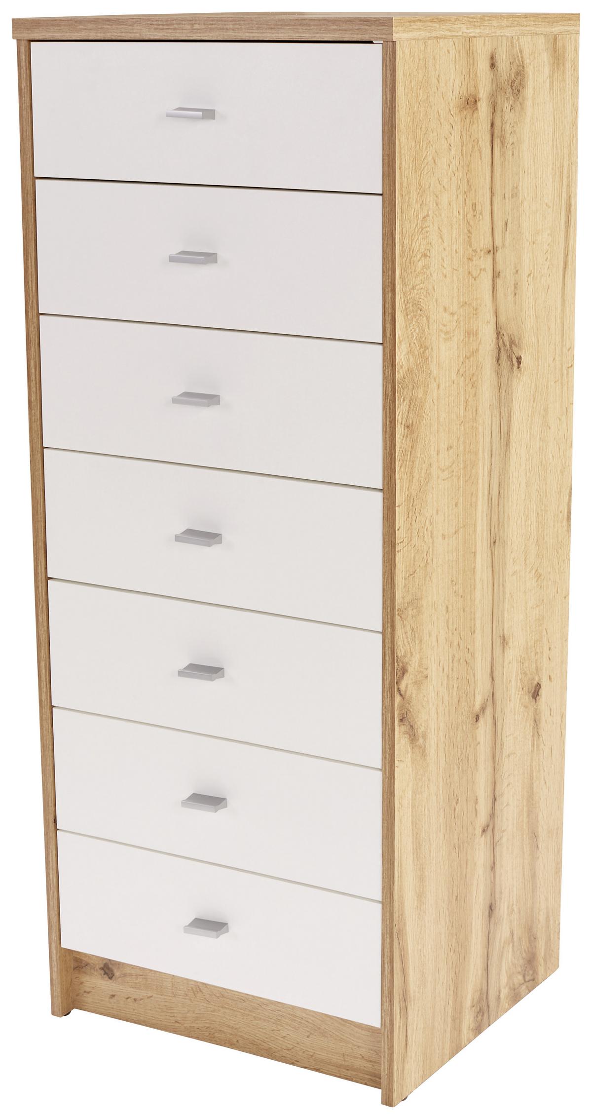 Komoda 4-you New, Bela, Barva Hrasta - barve kroma/barve hrasta, Moderno, umetna masa/leseni material (50/111,4/34,6cm) - Mömax