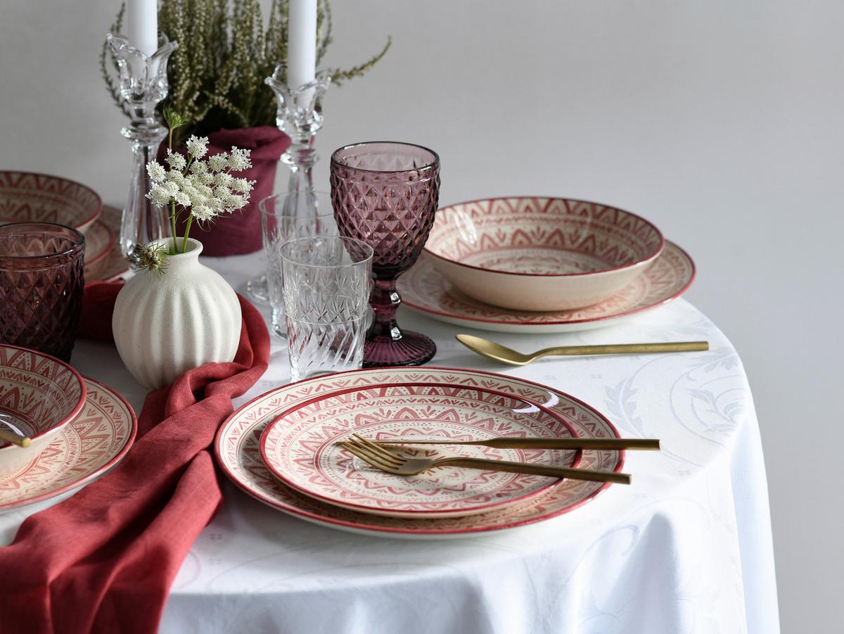 Jedilni Servis Mexico, 18-Delni - opečnato rjava/bela, Basics, keramika - Creatable