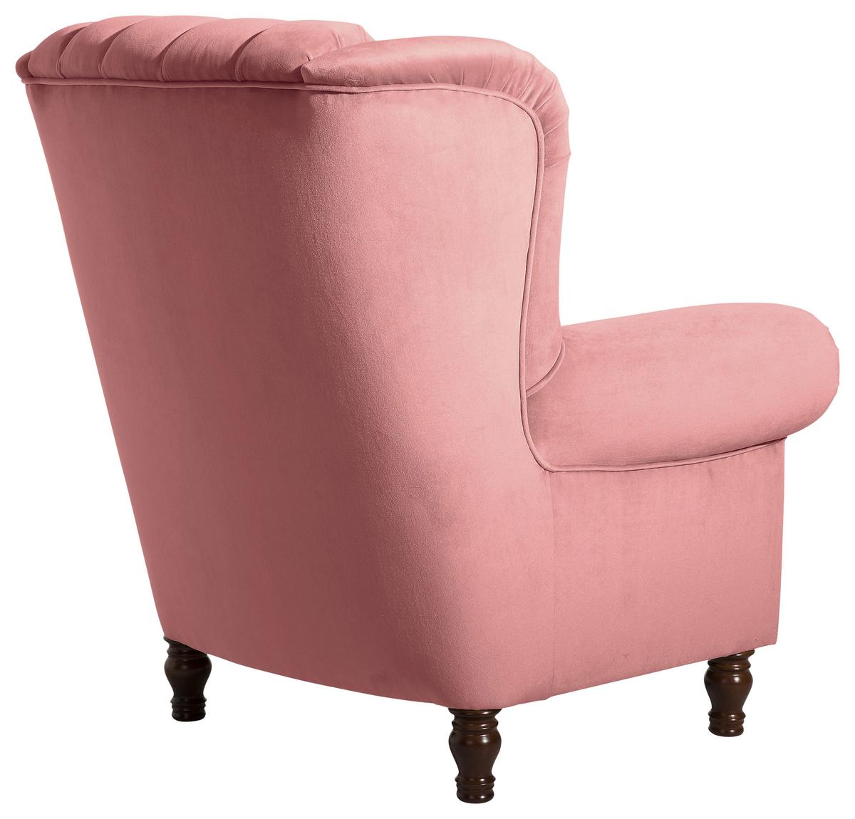 Ohrensessel Vary ca. 91x101x90 cm Rosa - Nussbaumfarben/Rosa, Design, Holz/Textil (91/101/90cm) - Max Winzer