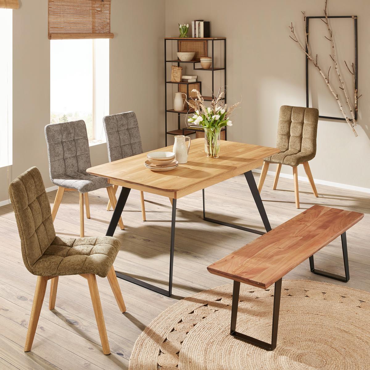 Sitzbank Schwarz/Akazie - Schwarz/Akaziefarben, LIFESTYLE, Holz/Metall (150/45/38cm) - Zandiara