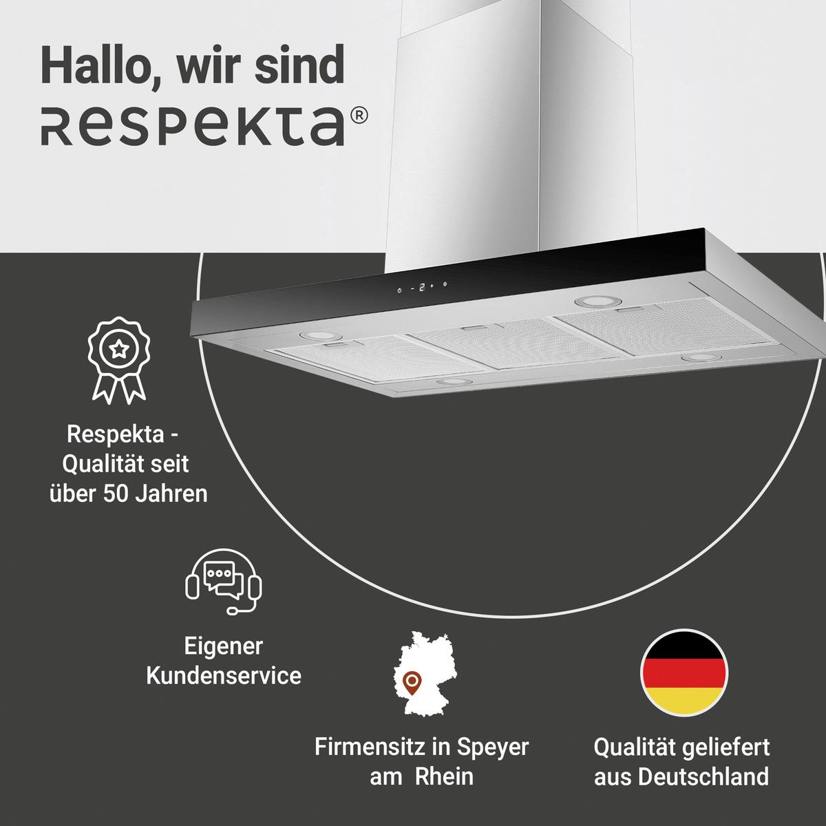 Dunstabzugshaube CH44199IX-21 Edelstahlfarben - Edelstahlfarben, Trend, Glas/Metall (89,5/65/60cm) - Respekta