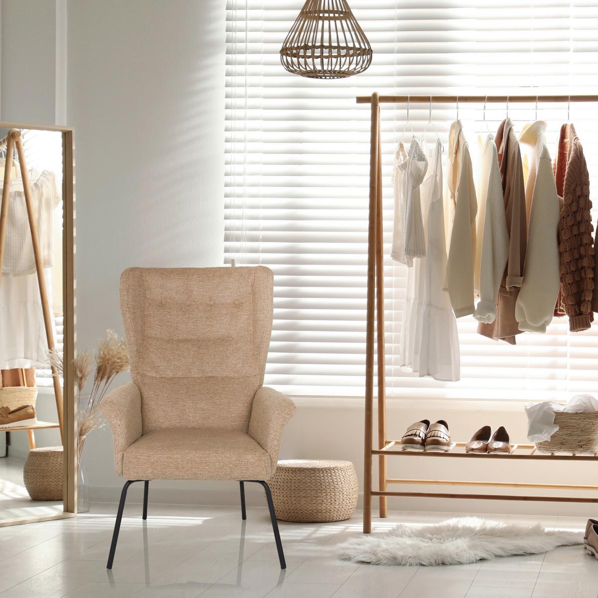 Fotelj Havenio, Bež - črna/bež, Moderno, kovina/tekstil (71/110/71cm) - MID.YOU